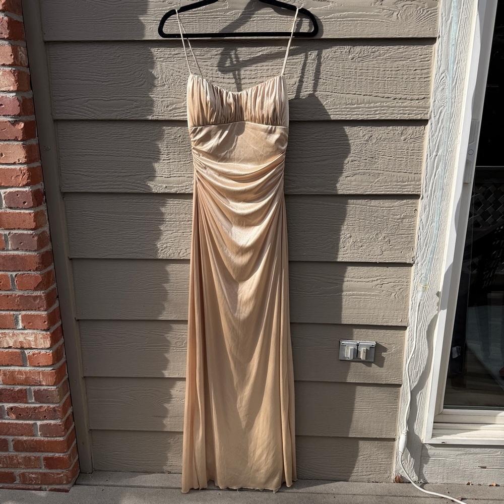 Vintage City Triangles Dress 28” 90’s Y2K Maxi Gown Gold Glitter Fairy Goth Prom